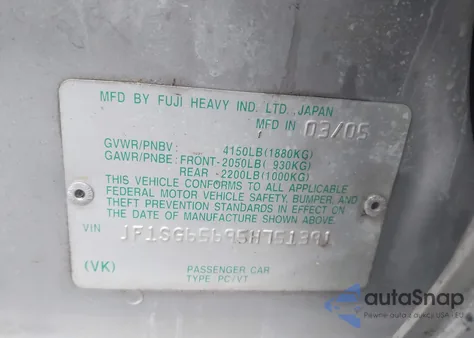 2005 Subaru Forester 2.5Xs из США, поврежденный, VIN JF1SG65695H751391